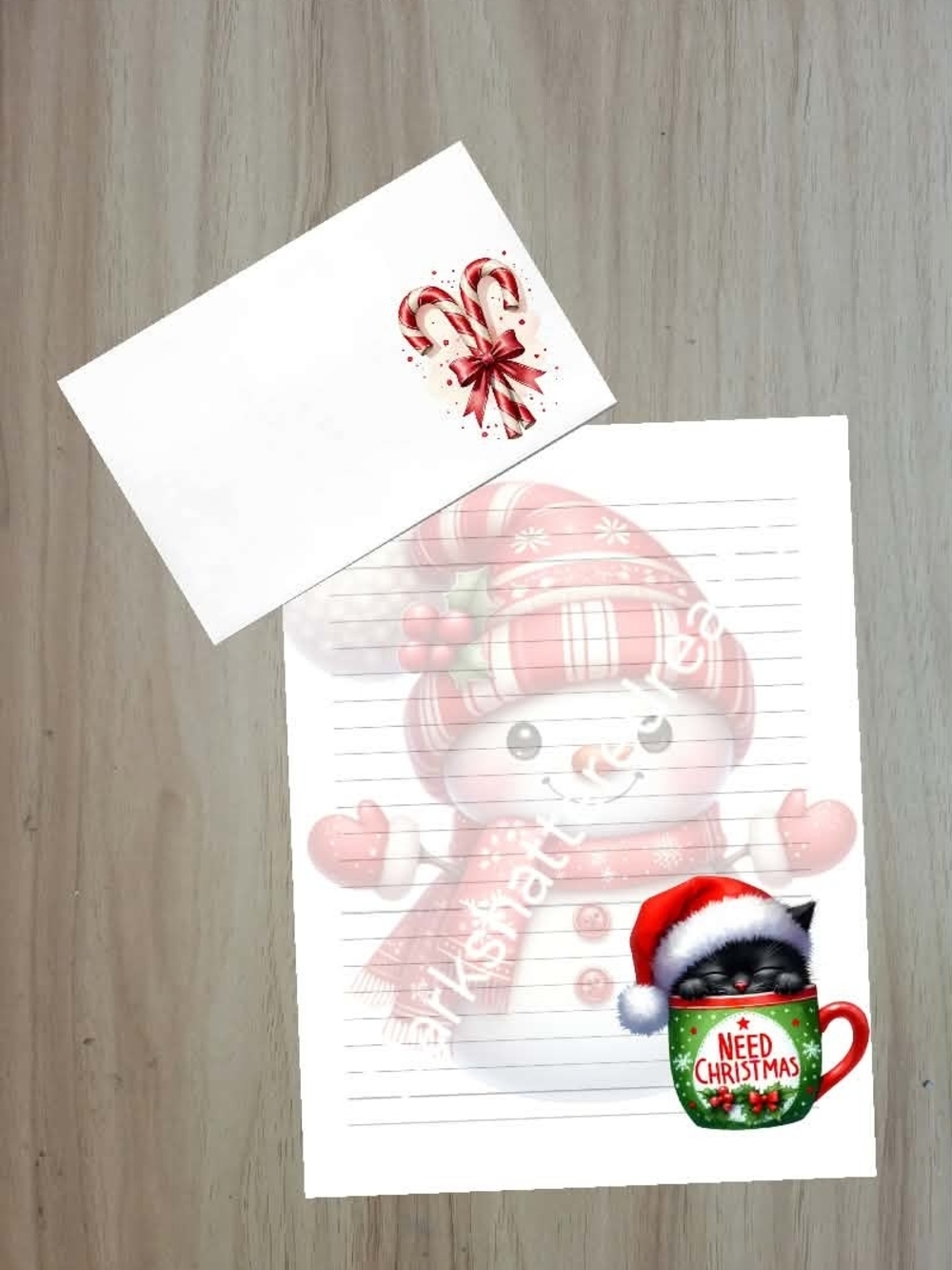 🖤NEW🖤 Christmas Snowman Stationery Set with Festive Kitty Cup